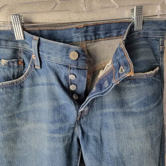 Levi 501 Button Fly size 26 Denim straight leg Blue Jeans - Picture 3 of 7